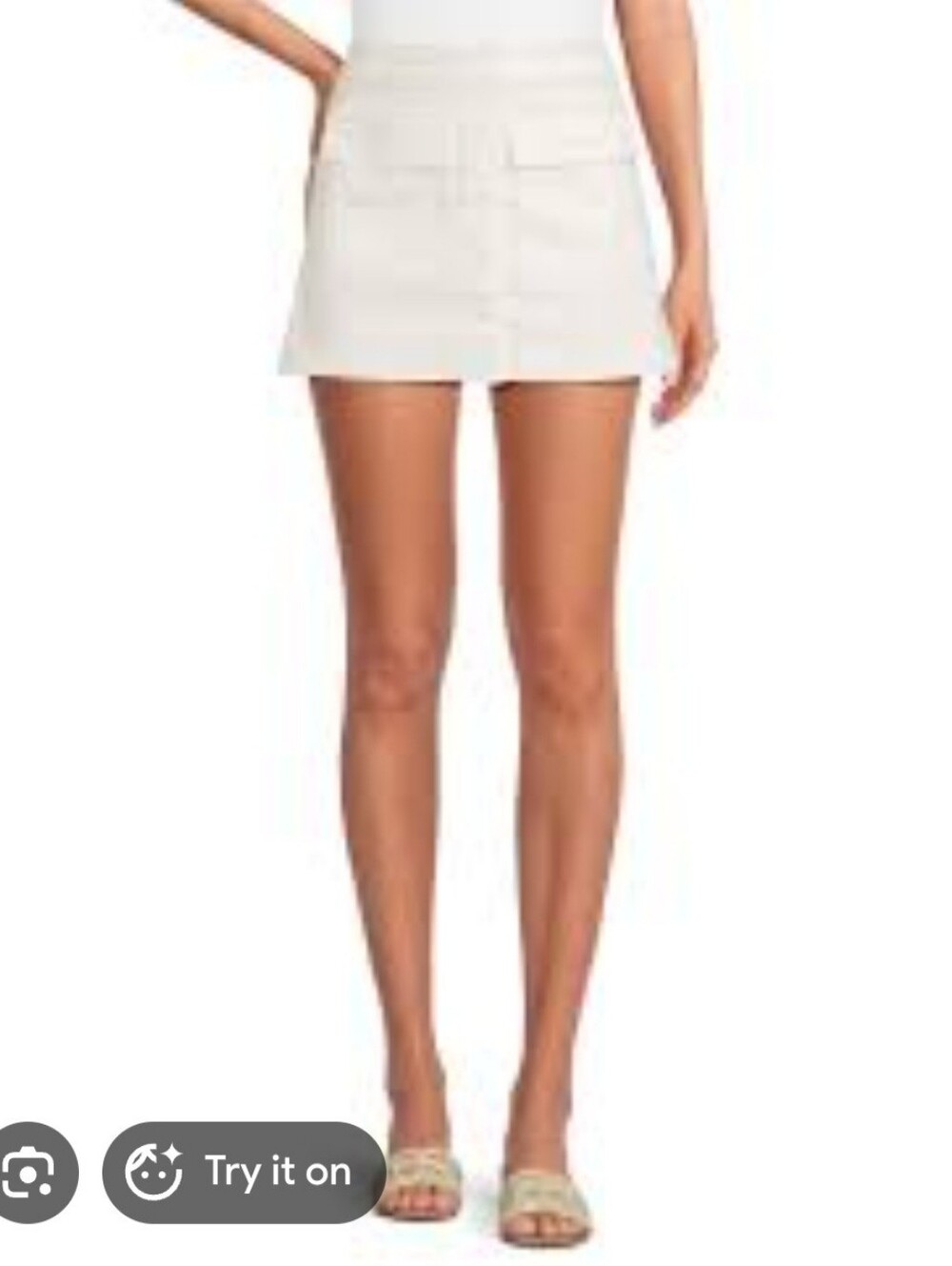 White Mini Skirt with Front Pocket Detail